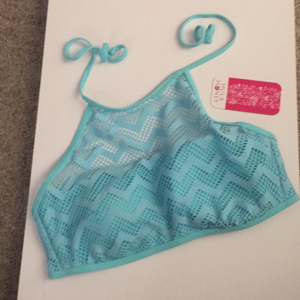 Light blue net bikini top only size large NWT